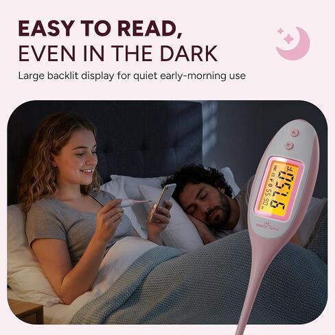 ميزان الحرارة القاعدي Easy@Home بتقنية البلوتوث: BBT ذكي للإباضة مع شاشة LCD كبيرة بإضاءة خلفية، ومتتبع عالي الدقة بنسبة 1/100 وذاكرة 30 قراءة | تطبيق Premom المتوافق | إبت-770 in Kuwait