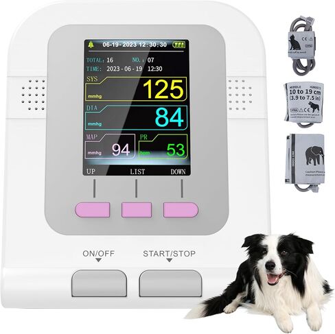 Veterinary Blood Pressure Monitor for Small Animals,Home Use Pet Hypertension Monitor,3 Cuffs Included,100 Groups Memory for Cat Dog Pet Use in Kuwait