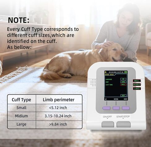 Veterinary Blood Pressure Monitor for Small Animals,Home Use Pet Hypertension Monitor,3 Cuffs Included,100 Groups Memory for Cat Dog Pet Use in Kuwait