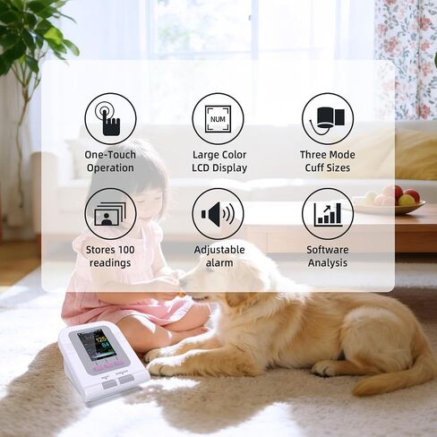Veterinary Blood Pressure Monitor for Small Animals,Home Use Pet Hypertension Monitor,3 Cuffs Included,100 Groups Memory for Cat Dog Pet Use in Kuwait