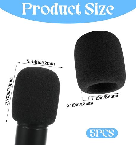 5 Pcs Mic Foam Cover, Microphone Windscreen Pop Black Filter Covers Accessories for Most Standard Handheld in Kuwait
