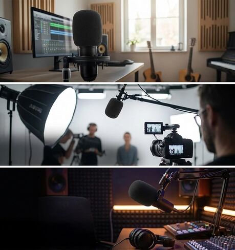 5 Pcs Mic Foam Cover, Microphone Windscreen Pop Black Filter Covers Accessories for Most Standard Handheld in Kuwait