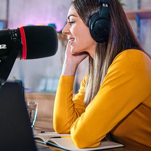 Black Pop Filter Compatible with Shure MV7 MV7X Mic Windscreen Replacement with High Dense Foam and Red Retainer Ring Accent for Gaming Streamer Setup in Saudi Arabia