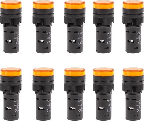 10 pcs Energy Saving LED Indicator Light Voltage 12V Current 20mA Mounting Hole Size 16mm (5/8 Inch) Red (12V AC/DC) in Kuwait