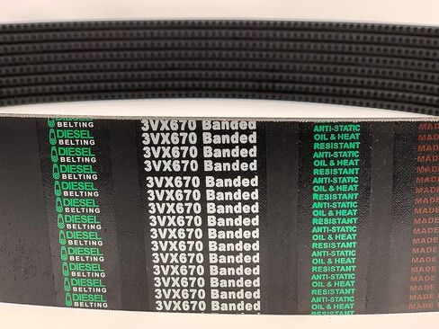 حزام على شكل حرف V مسنن بنطاق 5/3VX670 — 5 نطاقات، 67 بوصة OC — مقاوم للزيت والحرارة، ومضاد للكهرباء الساكنة — محرك صناعي in Kuwait