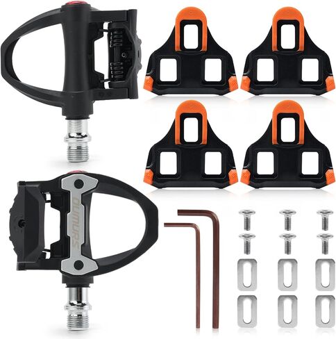 OUMURS 9/16" Road Bike Pedals, Sealed Bearings & Nylon Clipless Pedals with 2 Set 3-Bolt Cleats, Lightweight Bicycle Pedals Compatible with SPD SL System in Kuwait