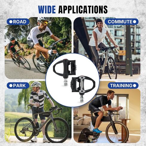 OUMURS 9/16" Road Bike Pedals, Sealed Bearings & Nylon Clipless Pedals with 2 Set 3-Bolt Cleats, Lightweight Bicycle Pedals Compatible with SPD SL System in Kuwait