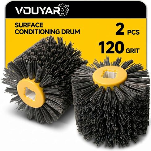 2 Pcs Burnishing Wheel 80 Grit Stripping Drum, 4.5" x 4" Abrasive Drawing Wheel Drum, Surface Conditioning Tool Drum for Metal, Wood, Plastic in Kuwait