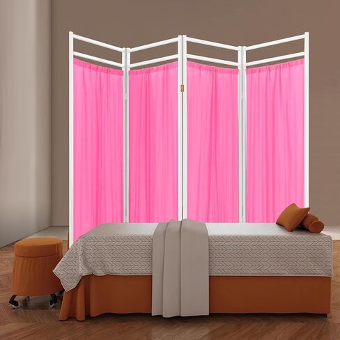 4-Panel Medical Privacy Screen 180x200 Cm Pink, Portable and Foldable Medical Room Divider, Hospital Ward Screen with Wheels, Clinic Patient Privacy Partition Screen in Kuwait