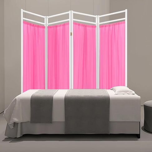 4-Panel Medical Privacy Screen 180x200 Cm Pink, Portable and Foldable Medical Room Divider, Hospital Ward Screen with Wheels, Clinic Patient Privacy Partition Screen in Kuwait