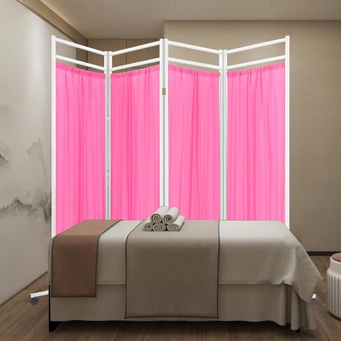 4-Panel Medical Privacy Screen 180x200 Cm Pink, Portable and Foldable Medical Room Divider, Hospital Ward Screen with Wheels, Clinic Patient Privacy Partition Screen in Kuwait