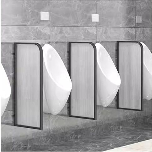 Hotel Glass Partition Sanitary Restroom Toilet Partition Public Bathroom Partition Board Urinal Sanitary Ware Bucket Screen Men's Urinal Privacy Partition,Black-2ps in Kuwait