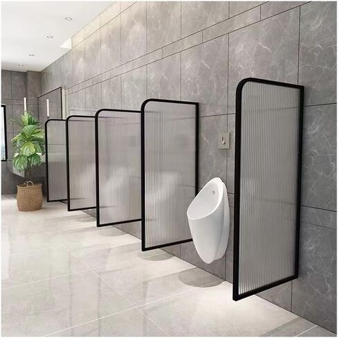 Toilet Urinal Partition Baffle Bathroom Shower Glass Screen Toilet Partition Suitable for Shopping Mall Multifunctional Transparent Baffle,Stainless Steel Titanium-3PCS in Kuwait
