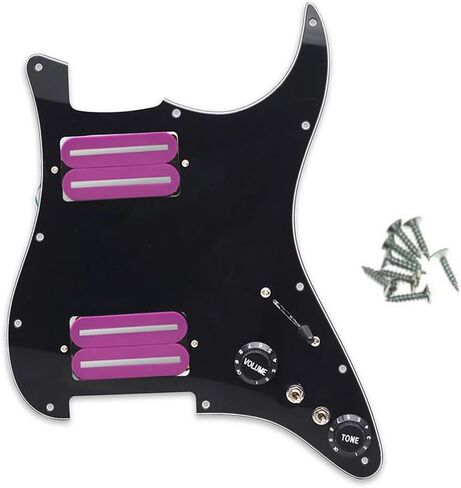HH Prewired Strat Loaded Pickguard Black 3 Ply With Dual Rail Guitar Clear Bridge Pickup with 57mm Steel Pole for ST Electric Guitar Parts in Saudi Arabia