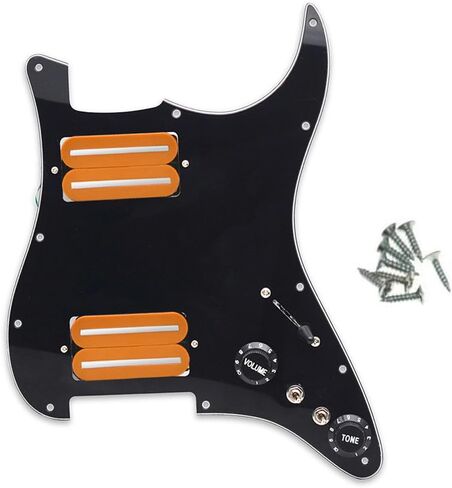 HH Prewired Strat Loaded Pickguard Black 3 Ply With Dual Rail Guitar Clear Bridge Pickup with 57mm Steel Pole for ST Electric Guitar Parts in Saudi Arabia