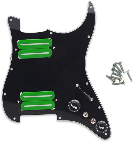 HH Prewired Strat Loaded Pickguard Black 3 Ply With Dual Rail Guitar Clear Bridge Pickup with 57mm Steel Pole for ST Electric Guitar Parts in Saudi Arabia