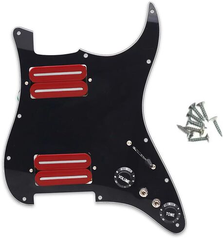 HH Prewired Strat Loaded Pickguard Black 3 Ply With Dual Rail Guitar Clear Bridge Pickup with 57mm Steel Pole for ST Electric Guitar Parts in Saudi Arabia