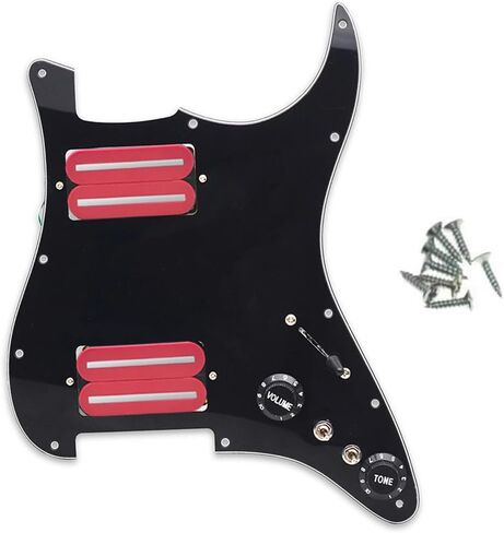 HH Prewired Strat Loaded Pickguard Black 3 Ply With Dual Rail Guitar Clear Bridge Pickup with 57mm Steel Pole for ST Electric Guitar Parts in Saudi Arabia