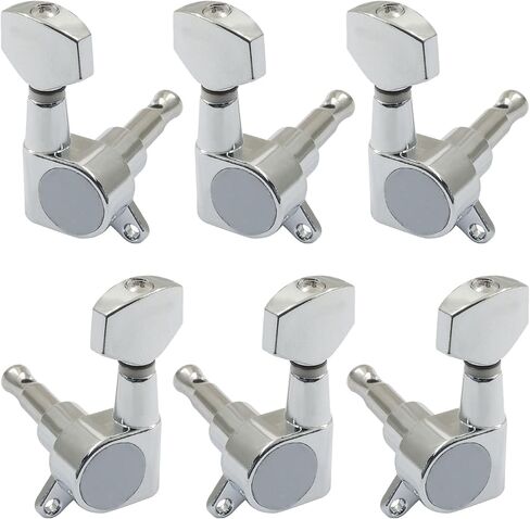 Bonsicoky Guitar Tuner Pegs, 6 Pieces 3L3R Sealed Machine Heads, Silver Metal Tuning Pegs for Acoustic and Electric Guitars, Replacement Tuners in Kuwait