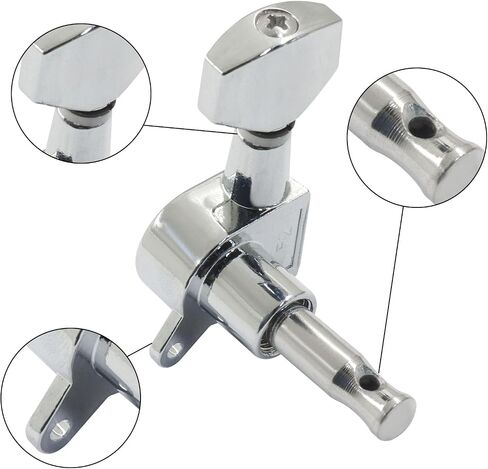 Bonsicoky Guitar Tuner Pegs, 6 Pieces 3L3R Sealed Machine Heads, Silver Metal Tuning Pegs for Acoustic and Electric Guitars, Replacement Tuners in Kuwait
