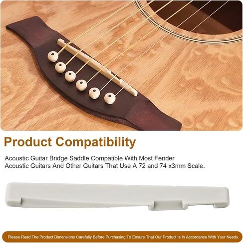 Acoustic Guitar Bridge Saddle Replacement for Graphtech PQ-9272-C0 TUSQ, Saddle for Acoustic Guitar, Classical Guitar Parts Fit for Classical/Electric Guitar with 72mm Bridge Slot, 6 String in Kuwait