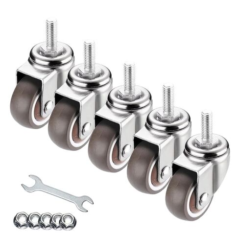 2" Office Chair Casters, 5-Pack, 10x15mm Threaded Stem, 264 lbs Capacity | Heavy Duty Rubber Wheels; Silent Swivel Casters; Furniture Replacement for Office Chairs, Carts, Workbenches, Industrial in Kuwait