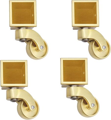 Solid Brass Caster Wheels,Antique Polished Square Cup Style Swivel Furniture Castor,360° Rotation,Quiet,Smooth,for Piano Feet,Sofas,Vintage Furniture,Load Capacity 150kg,Set of 4 in Kuwait