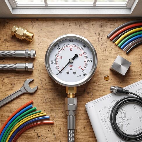 Oil Filled Radial Pressure TS-PGG604 for Industrial Hydraulic and Vacuum Systems 0-40bar 0-600psi 1/4BSP Thread in Kuwait