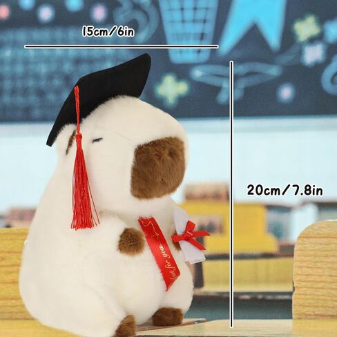 TXDRA 7.8 بوصة التخرج Capybara Plush-2025 دكتوراه كابيبارا محشو بالحيوانات للخريجين والأصدقاء ومشجعي Capybara-التخرج من التخرج وتزيين الحفلات (براون 8) in Kuwait