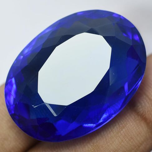 Blue Tanzanite Lab-Created 88.25 Ct Loose Gemstone Huge Size CERTIFIED OVAL Cut in Kuwait