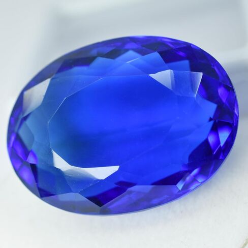 Blue Tanzanite Lab-Created 88.25 Ct Loose Gemstone Huge Size CERTIFIED OVAL Cut in Kuwait