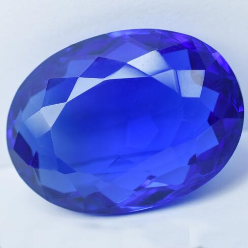 Blue Tanzanite Lab-Created 88.25 Ct Loose Gemstone Huge Size CERTIFIED OVAL Cut in Kuwait