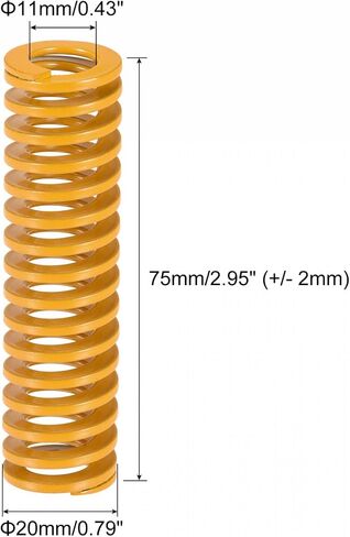 uxcell 3D Printer Die Spring, 20mm OD 75mm Long 2pcs Spiral Stamping Light Load Compression Mould Die Springs for 3D Printer Electric Part, Yellow in Kuwait