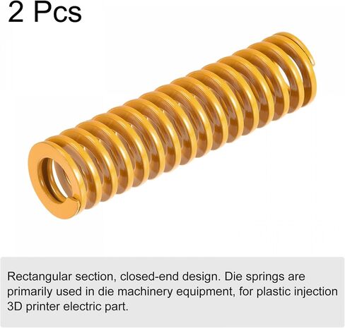 uxcell 3D Printer Die Spring, 20mm OD 75mm Long 2pcs Spiral Stamping Light Load Compression Mould Die Springs for 3D Printer Electric Part, Yellow in Kuwait