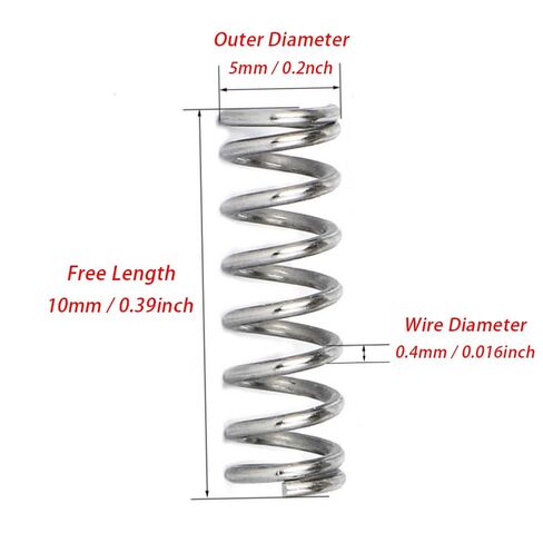100pcs Mechanical Spring, 304 Stainless Steel Metal Spring (0.4 * 5 * 10mm), 5mm Outer Diameter, 10mm Long, 0.4mm Wire Diameter Compression Springs Steel in Saudi Arabia