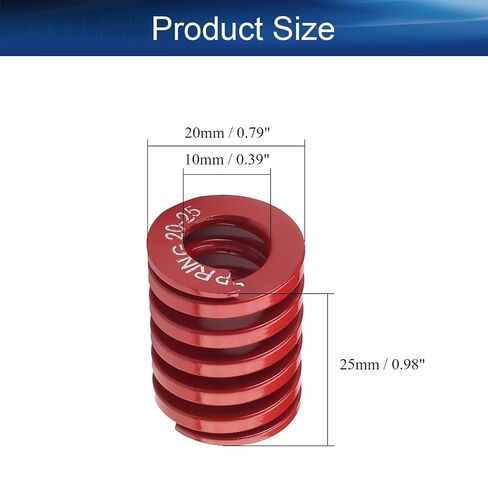 2Pcs Red 3D Printer Die Spring 20mm OD 10mm ID 25mm Long Spring Steel Spiral Stamping Moderate Load Compression Mould Die Spring in Kuwait