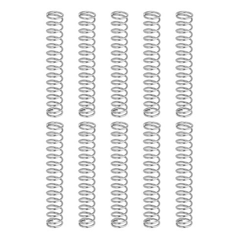 uxcell 10Pcs Compression Springs, 0.9mm Wire Diameter x 8mm OD x 50mm Length 304 Stainless Steel Extension Spring Ballpoint Pen Pressure Springs for Shop Home Repairs, Silver in Kuwait