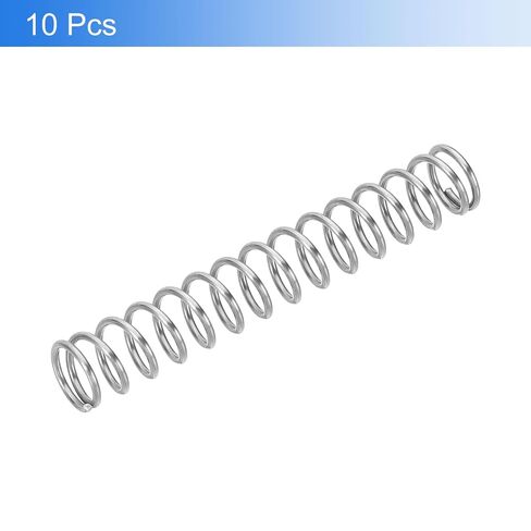 uxcell 10Pcs Compression Springs, 0.9mm Wire Diameter x 8mm OD x 50mm Length 304 Stainless Steel Extension Spring Ballpoint Pen Pressure Springs for Shop Home Repairs, Silver in Kuwait