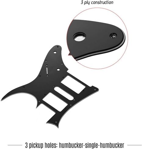 جيتار كهربائي HXBER HSH Pickguard من مادة PVC لحماية الخدش لاستبدال جيتار Ibanez g250 باللون الأسود 1 طبقة in Kuwait