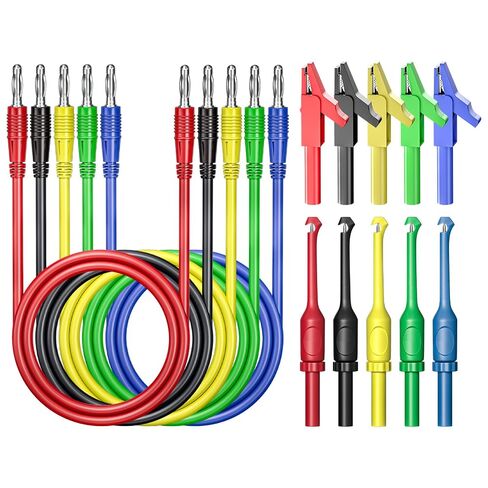 Goupchn 4mm Banana to Banana Plug Test Leads Kit with Alligator Clips Insulation Wire Piercing Probes 15PCS for Multimeter Automotive Diagnostic Testing in Kuwait