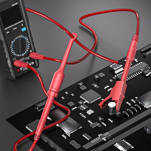 Goupchn 4mm Banana to Banana Plug Test Leads Kit with Alligator Clips Insulation Wire Piercing Probes 15PCS for Multimeter Automotive Diagnostic Testing in Kuwait