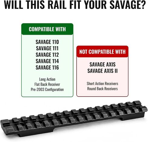 Gotical Savage 110 سكة Picatinny طويلة الحركة، 7.5 بوصة 18 فتحة قاعدة تثبيت نطاق خلفي مسطح، 0 MOA ألومنيوم ويفر/سكة Picatinny، أسود غير لامع بأكسيد، يتضمن 5 #6-48 × 1/4 بوصة ومفتاح ربط سداسي in Kuwait