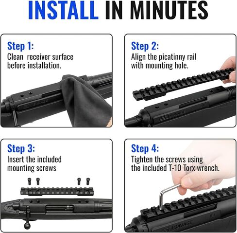 Gotical Savage 110 سكة Picatinny طويلة الحركة، 7.5 بوصة 18 فتحة قاعدة تثبيت نطاق خلفي مسطح، 0 MOA ألومنيوم ويفر/سكة Picatinny، أسود غير لامع بأكسيد، يتضمن 5 #6-48 × 1/4 بوصة ومفتاح ربط سداسي in Kuwait
