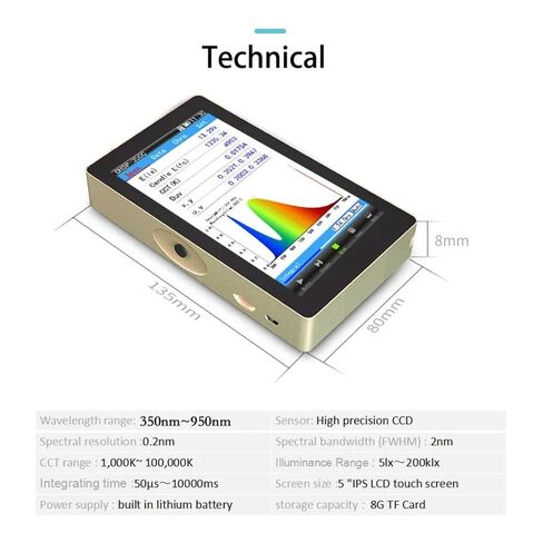 مقياس الطيف الكامل 350nm-950nmOHSP350SF مقياس مضواء التلألؤ اختبار الضوء الأزرق رقم القطب القياسي PPFD in Kuwait