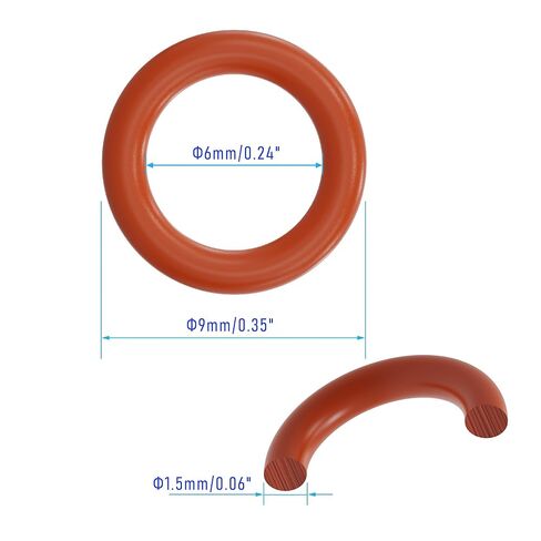 100PCS Silicone O Ring, 9mm OD 6mm ID 1.5mm Width VMQ Seal Gasket O-Rings for Wide Variety of Sealing Applications, Red in Kuwait