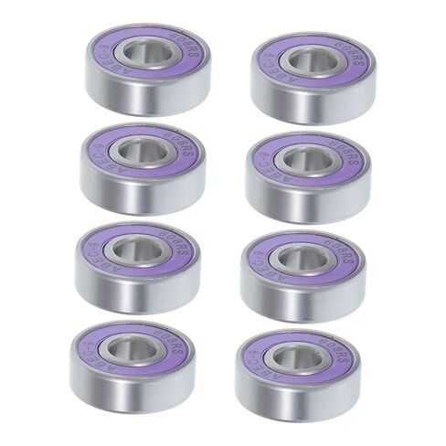 8pcs 608rs Double Row Skate Bearings for Roller Skate Wheels, Silent Rolling and Smooth Rotation, Pu and Carbon Steel Material, Suitable for Indoor and Night Use Skateboards in Kuwait