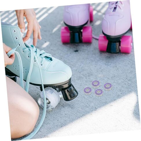 8pcs 608rs Double Row Skate Bearings for Roller Skate Wheels, Silent Rolling and Smooth Rotation, Pu and Carbon Steel Material, Suitable for Indoor and Night Use Skateboards in Kuwait