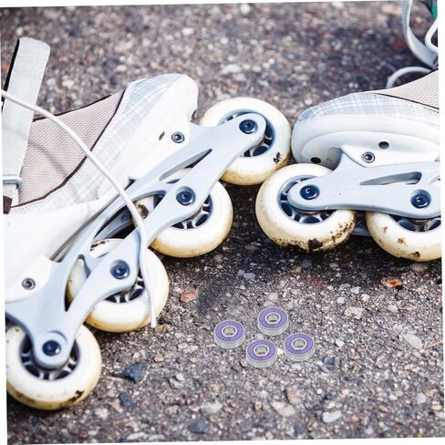 8pcs 608rs Double Row Skate Bearings for Roller Skate Wheels, Silent Rolling and Smooth Rotation, Pu and Carbon Steel Material, Suitable for Indoor and Night Use Skateboards in Kuwait