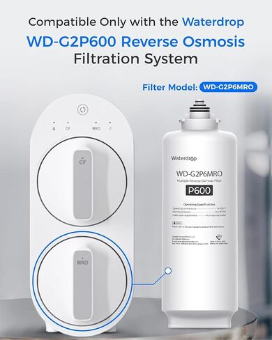 فلتر Waterdrop G2P6MRO، بديل لنظام التناضح العكسي G2P600، عمر عامين in Kuwait