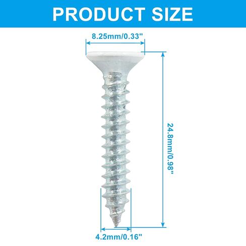 Murtenze 120 Pack #8 x 1 White Pan Head Screws, Self-Tapping Phillips Stainless Steel Sheet Metal Screws in Kuwait